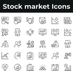 Stock market investment icon set