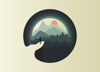 illustration of a man standing in the forest