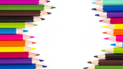 Fototapeta premium Assortment of coloured pencils on white background
