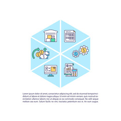 Asset management concept icon with text. Financial portfolio. Business funds organization PPT page vector template. Brochure, magazine, booklet design element with linear illustrations