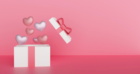 Valentine's day podium for a product with a hearts 3 d rendering.