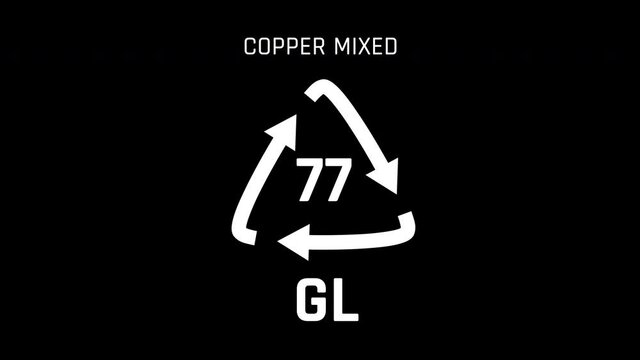 Copper Mixed or GL or number 77 Recycle Symbol Animation Seamless Loop
