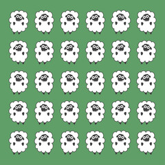 Obraz premium Seamless vector pattern with sheeps on a green background