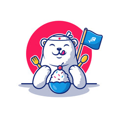 Cute Polar Bear Eating Ice Cream Cartoon Vector Icon
Illustration. Animal Food And Drink Icon Concept Isolated Premium Vector. Flat Cartoon Style