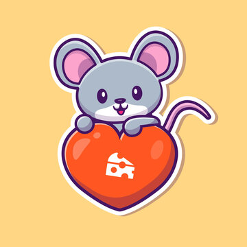Cute Rat Love Cartoon Vector Icon Illustration. Animal Love
Icon Concept Isolated Premium Vector. Flat Cartoon Style