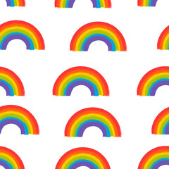 LGBT rainbows seamless patttern. Symbol lgbt culture. Colour icon LGBT flag. Vector illustration  on white background