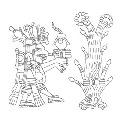 vector image with Aztec god Centeotl lord of maize for your project