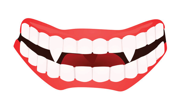 White vampire teeth isolated. vector illustration