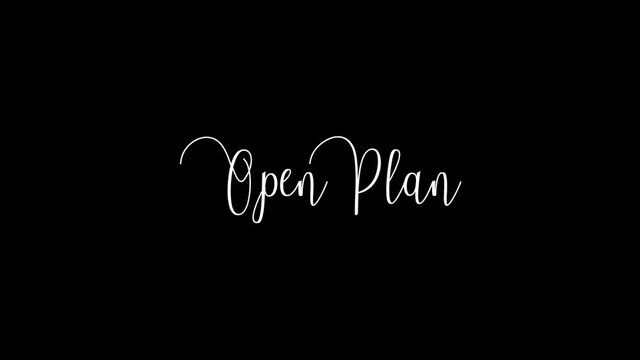Open Plan Animated Appearance Ripple Effect White Color Cursive Text on Black Background