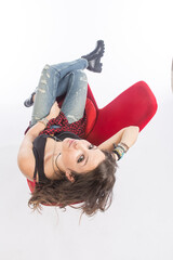 Studio portrait of a beautiful brunette girl.