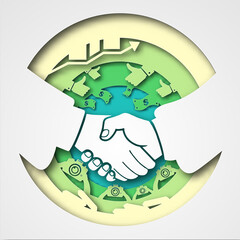 Vector business in paper art style