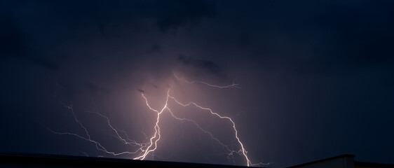 Electrical storm in Jena from balkony at summer, copy space