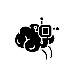 Ai mind glyph icon. New normal concept. Ai innovations. Automation, digitalization, smart solution. New life after covid19 outbreak, pandemic time influence. Isolated silhouette vector illustration