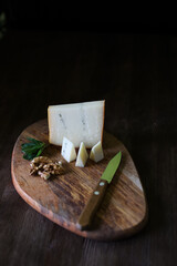 still life with italian mint  cheese and walnut 
