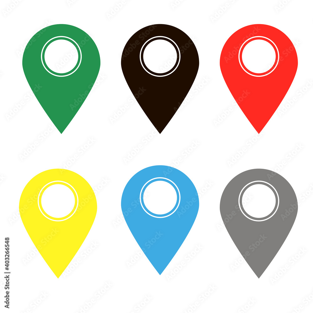 Poster map pointers. set of mark location