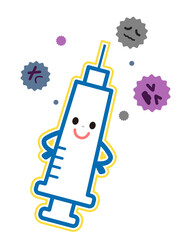 Cute vector illustration of medical vaccination.