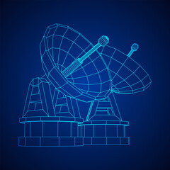 Radar. Directional radio antenna with satellite dish