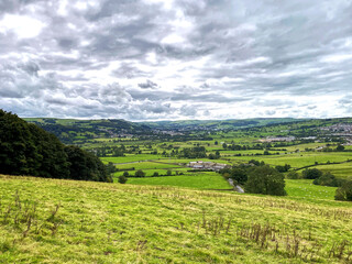 Fototapeta na wymiar Landscape view, across the Aire Valley near, Silsden, Keighley, UK