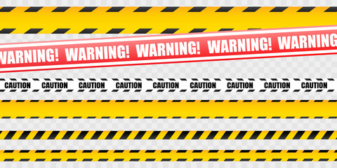 Abstract warning lines for police, accident, caution tape set of yellow warning ribbons