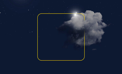 square line geometric composition with cloud, background design surreal illustration with empty...