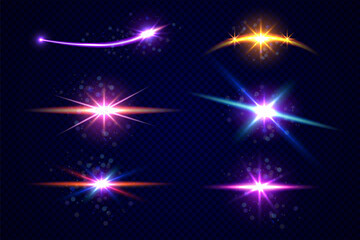 Stars and planet set isolated on transparent background