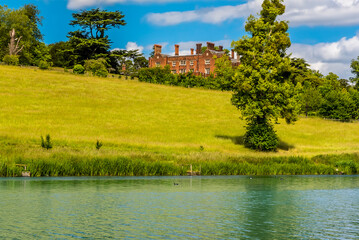 Fototapeta na wymiar A view of the River Chess and surrounding land near Latimer, UK