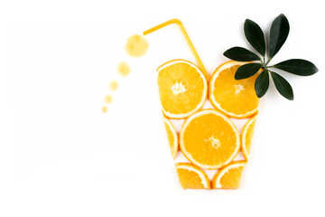 Orange slices in a shape of glass on a white background.