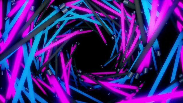 Blue Neon Lights Background Looped Video