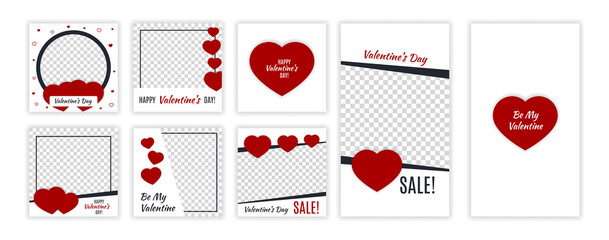 Valentine's day editable template for social networks stories and posts. Instagram design backgrounds