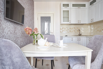 served dining area in the kitchen