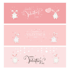 Set of Valentines Banners with Bunny