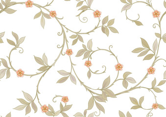Floral Seamless pattern, background In art nouveau style, vintage, old, retro style. Colored vector illustration Isolated on white background..