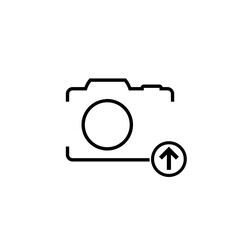 Camera, photo upload icon on isolated white background