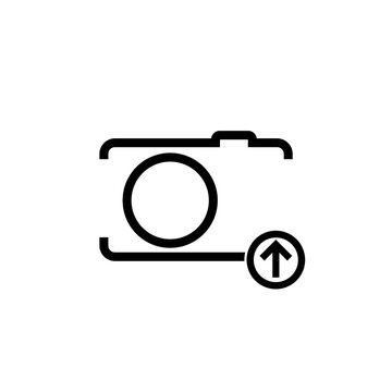 Camera, photo upload icon on isolated white background