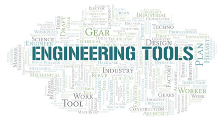 Engineering Tools typography word cloud create with the text only