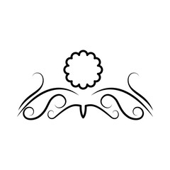 decorative swirl with flower element, line style
