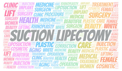 Suction Lipectomy typography word cloud create with the text only. Type of plastic surgery