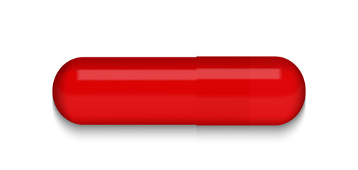Red Red Medical pill on white background. Virus capsule. The medicine. Vector Illustration. EPS10
