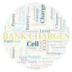 Bank Charges typography word cloud create with the text only.