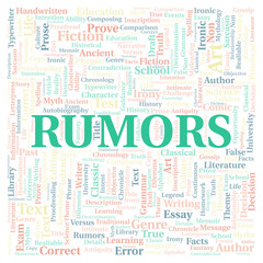 Rumors typography word cloud create with the text only