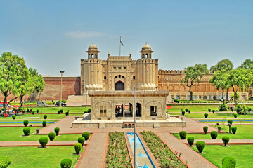 Fototapeta na wymiar The Alamgiri Gate - the main entrance to the Lahore Fort in present day Pakistan.