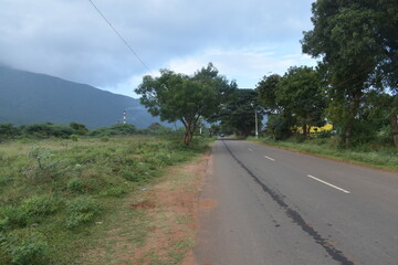 beautiful landscape view of mountain Anaimalai Hills road green forest