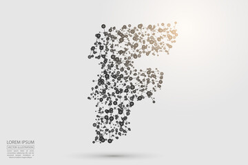 English letters abstract font consists 3d of triangles, lines, dots and connections. Vector illustration EPS 10.