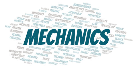 Fototapeta premium Mechanics typography word cloud create with the text only