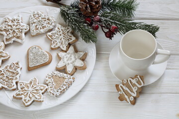 christmas cookies on a wooden table