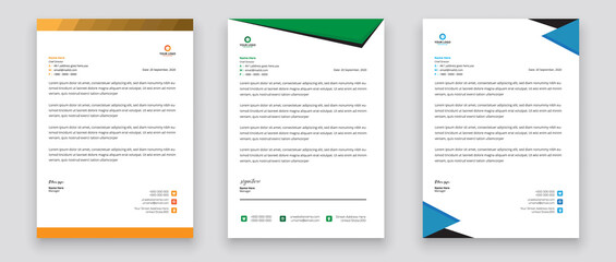 Business style letterhead template design for project with standard sizes.