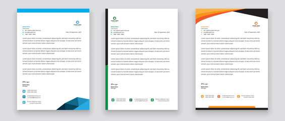 Business style letterhead template design for project with standard sizes.