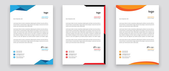 Business style letterhead template design for project with standard sizes.