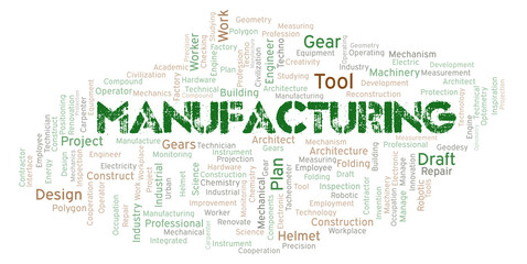 Fototapeta premium Manufacturing typography word cloud create with the text only