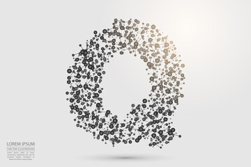 English letters abstract font consists 3d of triangles, lines, dots and connections. Vector illustration EPS 10.